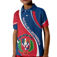 Dominican Republic Polo Shirt KID Independence Day Curve Style - Wonder Print Shop