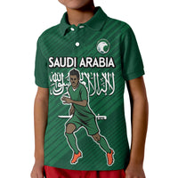 Custom Saudi Arabia Football with Flag Background Polo Shirt - Wonder Print Shop