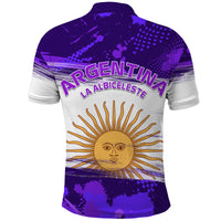 Argentina Sol de Mayo La Albiceleste Flag Style Polo Shirt Purple - Wonder Print Shop