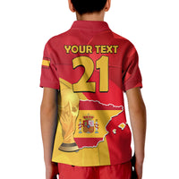 Custom Spain Football Champions Polo Shirt Spain Coat Of Arms And Trophy - Wonder Print Shop