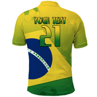 Custom Brasil Football Champions Flag With Soccer Ball Polo Shirt - Wonder Print Shop