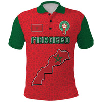 Custom Morocco Football Polo Shirt Mixed Flag Map Style - Wonder Print Shop