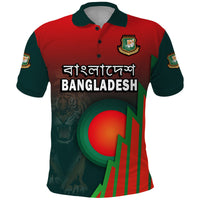 Custom Bangladesh Bangla Tigers Cricket Polo Shirt Tigers and Bangladesh Flag - Wonder Print Shop