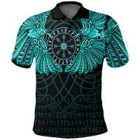 Viking Clothing Viking Odins Celtic Two Ravens Cyan Version Polo Shirt RLT12 - Wonder Print Shop