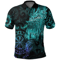 Viking Clothing Viking Odin Tattoo Cyan Version Polo Shirt RLT12 - Wonder Print Shop