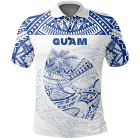 Custom Guam Rugby Polo Shirt Polynesian Patterns Blue LT16 - Wonder Print Shop