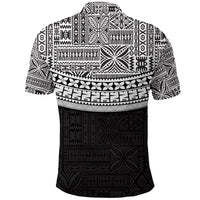 Fiji Tribal Black Polo Shirt Polynesian Chest White Style - Wonder Print Shop