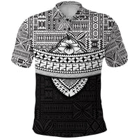 Fiji Tribal Black Polo Shirt Polynesian Chest White Style - Wonder Print Shop