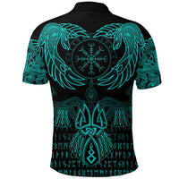 Viking Polo Shirt Raven Of Odin Cyan RLT12 - Wonder Print Shop