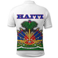 Haiti Polo Shirt Flag With Coat Of Arm (White) - Wonder Print Shop