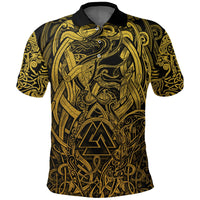 Viking Polo Shirt Valknut and Dragon Tattoo Golden RLT12 - Wonder Print Shop