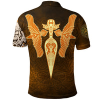 Viking Polo Shirt Gold Spear Of The God Odin Gungnir and Two Gold Ravens RLT12 - Wonder Print Shop