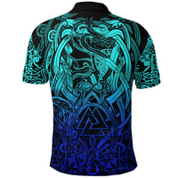 Viking Polo Shirt Valknut and Dragon Tattoo Special Blue RLT12 - Wonder Print Shop