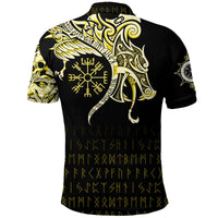 Viking Polo Shirt, Fenrir Raven and Vegvisir Tattoo Yellow RLT12 - Wonder Print Shop