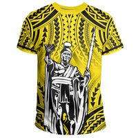 Hawaii Polynesian King Kamehameha Yellow Background T Shirt - Wonder Print Shop
