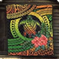 Polynesian Turtle Premium Quilt Circle Turtle Hibiscus Reggae - Wonder Print Shop