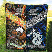 New Zealand Maori Aotearoa and Australia Aboriginal Premium Quilt Together Blue LT8 - Wonder Print Shop