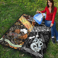 New Zealand Maori Aotearoa and Australia Aboriginal Premium Quilt Together Black LT8 - Wonder Print Shop