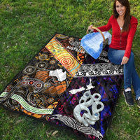 New Zealand Maori Aotearoa and Australia Aboriginal Premium Quilt Together Purple LT8 - Wonder Print Shop