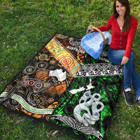 New Zealand Maori Aotearoa and Australia Aboriginal Premium Quilt Together Green LT8 - Wonder Print Shop
