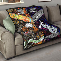 New Zealand Maori Aotearoa and Australia Aboriginal Premium Quilt Together Purple LT8 - Wonder Print Shop