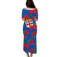 custom-personalised-fiji-puletasi-dress-tropical-flowers-mix-tapa-pattern