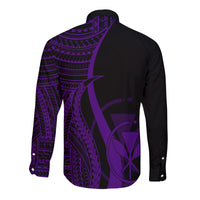 Hawaii Long Sleeves Button Shirts - Purple Polynesian Tentacle Tribal Pattern - Wonder Print Shop