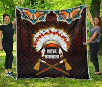 The First Americans Premium Quilt Indian Headdress With Skull LT13 - Wonder Print Shop