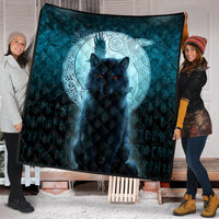 Viking Quilt - Fenrir Viking Wolf - Cyan Version Quilt RLT12 - Wonder Print Shop