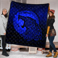 Viking Quilt - Fenrir Viking 3D Tattoo - Blue Version Quilt RLT12 - Wonder Print Shop