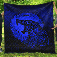 Viking Quilt - Fenrir Viking 3D Tattoo - Blue Version Quilt RLT12 - Wonder Print Shop
