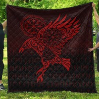 Viking Quilt - Raven Vegvisir Tattoo - Red Version Quilt RLT12 - Wonder Print Shop