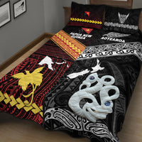 New Zealand and Papua New Guinea Quilt Bed Set Together Black LT8 - Wonder Print Shop