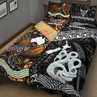 New Zealand Maori Aotearoa and Australia Aboriginal Quilt Bed Set Together Black LT8 - Wonder Print Shop