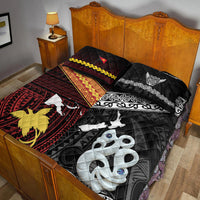 New Zealand and Papua New Guinea Quilt Bed Set Together Black LT8 - Wonder Print Shop