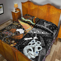 New Zealand Maori Aotearoa and Australia Aboriginal Quilt Bed Set Together Black LT8 - Wonder Print Shop