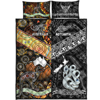 New Zealand Maori Aotearoa and Australia Aboriginal Quilt Bed Set Together Black LT8 - Wonder Print Shop