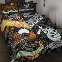New Zealand Maori Aotearoa and Australia Aboriginal Quilt Bed Set Together Black LT8 - Wonder Print Shop