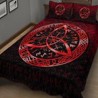 Viking Quilt Bed Set - Vegvisir Nordic Viking Rune - Red Version Quilt Bed Set RLT12 - Wonder Print Shop