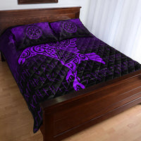 Viking Quilt Bed Set - Raven Vegvisir Tattoo - Purple Version Quilt Bed Set RLT12 - Wonder Print Shop