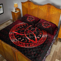Viking Quilt Bed Set - Vegvisir Nordic Viking Rune - Red Version Quilt Bed Set RLT12 - Wonder Print Shop