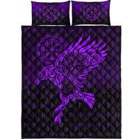 Viking Quilt Bed Set - Raven Vegvisir Tattoo - Purple Version Quilt Bed Set RLT12 - Wonder Print Shop