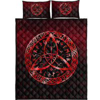 Viking Quilt Bed Set - Vegvisir Nordic Viking Rune - Red Version Quilt Bed Set RLT12 - Wonder Print Shop