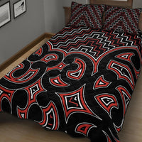 New Zealand Quilt Bed Set Maori Graphic Tee Patterns Red Lt6 - Wonder Print Shop