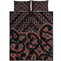 New Zealand Quilt Bed Set Maori Graphic Tee Patterns Red Lt6 - Wonder Print Shop