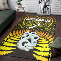 Aotearoa Fern Area Rug New Zealand Hei Tiki Gold Style LT13 - Wonder Print Shop