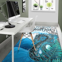 Custom Personalised Manaia Maori Area Rug Fern Aotearoa Blue Waves LT13 - Wonder Print Shop