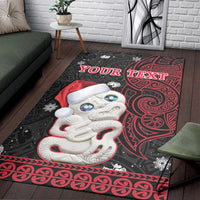 Custom Personalised New Zealand Christmas Area Rug Hei Tiki Red Pohutukawa Meri Kirihimete - Wonder Print Shop