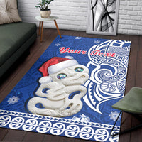 Custom Personalised New Zealand Christmas Area Rug Hei Tiki Blue Pohutukawa Meri Kirihimete - Wonder Print Shop