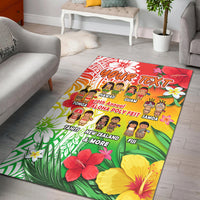 Custom Personalised Aloha Poly Fest Area Rug Polynesian Pattern With Tropical Flowers - Wonder Print Shop